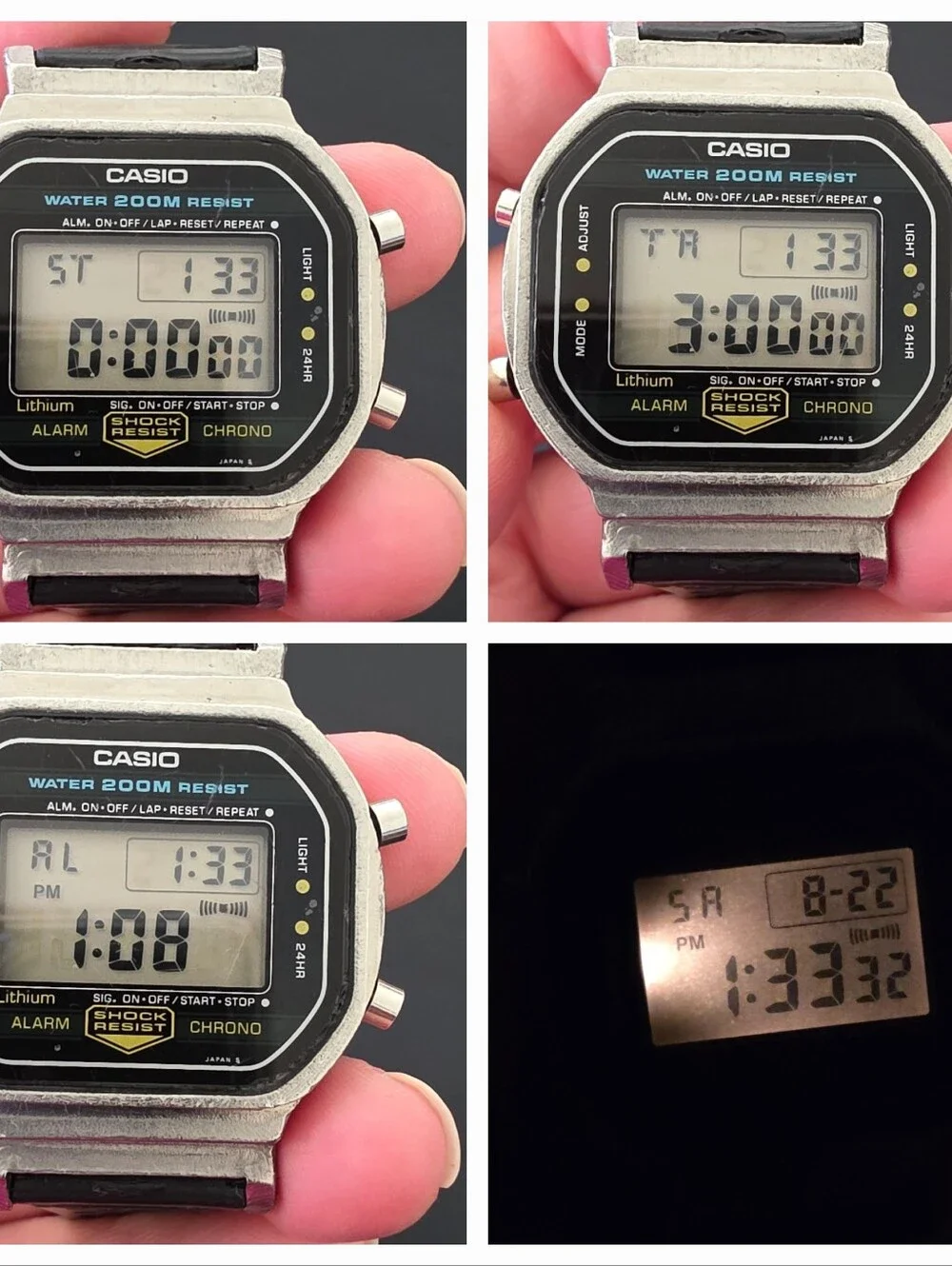 Vintage Casio G-Shock 200m 240 DW-5200 Digital Chrono Alarm 38mm Watch Works